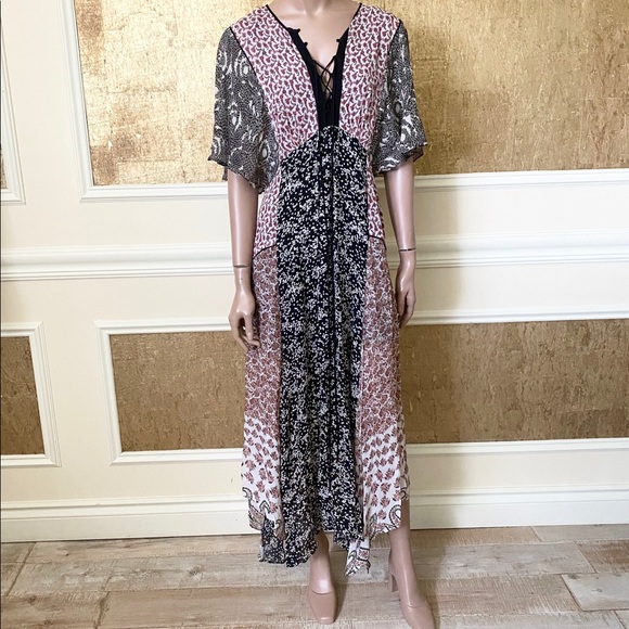 Zara Dresses & Skirts - ZARA black red print chiffon maxi dress M